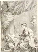 An illustration from Collection de cent-vingt estampes, gravée d'après les tableaux & dessins qui composoient le cabinet de m. Poullain ... précédée d'un abrégé historique de la vie des auteurs qui la composent ... Cette suite a été exécutée sous la direction du sieur Fr. Basan ... par de jeunes artistes des deux sexes, dont les talens se font connoître & accroissent de jour en jour. Le sr. Moitte ... en avoit fait les dessins, d'après les tableaux .. (1781)