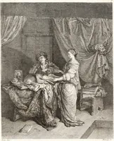 An illustration from Collection de cent-vingt estampes, gravée d'après les tableaux & dessins qui composoient le cabinet de m. Poullain ... précédée d'un abrégé historique de la vie des auteurs qui la composent ... Cette suite a été exécutée sous la direction du sieur Fr. Basan ... par de jeunes artistes des deux sexes, dont les talens se font connoître & accroissent de jour en jour. Le sr. Moitte ... en avoit fait les dessins, d'après les tableaux .. (1781)