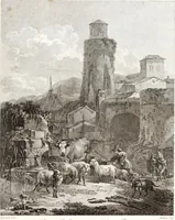 An illustration from Collection de cent-vingt estampes, gravée d'après les tableaux & dessins qui composoient le cabinet de m. Poullain ... précédée d'un abrégé historique de la vie des auteurs qui la composent ... Cette suite a été exécutée sous la direction du sieur Fr. Basan ... par de jeunes artistes des deux sexes, dont les talens se font connoître & accroissent de jour en jour. Le sr. Moitte ... en avoit fait les dessins, d'après les tableaux .. (1781)