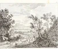 An illustration from Collection de cent-vingt estampes, gravée d'après les tableaux & dessins qui composoient le cabinet de m. Poullain ... précédée d'un abrégé historique de la vie des auteurs qui la composent ... Cette suite a été exécutée sous la direction du sieur Fr. Basan ... par de jeunes artistes des deux sexes, dont les talens se font connoître & accroissent de jour en jour. Le sr. Moitte ... en avoit fait les dessins, d'après les tableaux .. (1781)