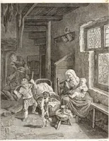 An illustration from Collection de cent-vingt estampes, gravée d'après les tableaux & dessins qui composoient le cabinet de m. Poullain ... précédée d'un abrégé historique de la vie des auteurs qui la composent ... Cette suite a été exécutée sous la direction du sieur Fr. Basan ... par de jeunes artistes des deux sexes, dont les talens se font connoître & accroissent de jour en jour. Le sr. Moitte ... en avoit fait les dessins, d'après les tableaux .. (1781)