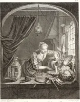 An illustration from Collection de cent-vingt estampes, gravée d'après les tableaux & dessins qui composoient le cabinet de m. Poullain ... précédée d'un abrégé historique de la vie des auteurs qui la composent ... Cette suite a été exécutée sous la direction du sieur Fr. Basan ... par de jeunes artistes des deux sexes, dont les talens se font connoître & accroissent de jour en jour. Le sr. Moitte ... en avoit fait les dessins, d'après les tableaux .. (1781)