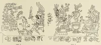 An illustration from Codex Borgia, eine altmexikanische Bilderschrift der Bibliothek der Congregatio de propaganda fide (1904)