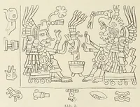 An illustration from Codex Borgia, eine altmexikanische Bilderschrift der Bibliothek der Congregatio de propaganda fide (1904)