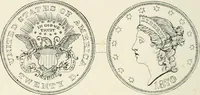 An illustration from The coin book, comprising a history of coinage; a synopsis of the mint laws of the United States; statistics of the coinage from 1792 to 1870; list of current gold and silver coins, and their custom house values; a dictionary of all coins known in ancient and modern times, with their values; the gold and silver product of each state to 1870; list of works on coinage; the daily price of gold from 1862 to 1871. With engravings of the principal coins (1872)