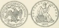 An illustration from The coin book, comprising a history of coinage; a synopsis of the mint laws of the United States; statistics of the coinage from 1792 to 1870; list of current gold and silver coins, and their custom house values; a dictionary of all coins known in ancient and modern times, with their values; the gold and silver product of each state to 1870; list of works on coinage; the daily price of gold from 1862 to 1871. With engravings of the principal coins (1872)
