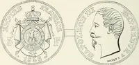 An illustration from The coin book, comprising a history of coinage; a synopsis of the mint laws of the United States; statistics of the coinage from 1792 to 1870; list of current gold and silver coins, and their custom house values; a dictionary of all coins known in ancient and modern times, with their values; the gold and silver product of each state to 1870; list of works on coinage; the daily price of gold from 1862 to 1871. With engravings of the principal coins (1872)