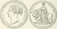 An illustration from The coin book, comprising a history of coinage; a synopsis of the mint laws of the United States; statistics of the coinage from 1792 to 1870; list of current gold and silver coins, and their custom house values; a dictionary of all coins known in ancient and modern times, with their values; the gold and silver product of each state to 1870; list of works on coinage; the daily price of gold from 1862 to 1871. With engravings of the principal coins (1872)