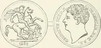 An illustration from The coin book, comprising a history of coinage; a synopsis of the mint laws of the United States; statistics of the coinage from 1792 to 1870; list of current gold and silver coins, and their custom house values; a dictionary of all coins known in ancient and modern times, with their values; the gold and silver product of each state to 1870; list of works on coinage; the daily price of gold from 1862 to 1871. With engravings of the principal coins (1872)
