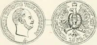 An illustration from The coin book, comprising a history of coinage; a synopsis of the mint laws of the United States; statistics of the coinage from 1792 to 1870; list of current gold and silver coins, and their custom house values; a dictionary of all coins known in ancient and modern times, with their values; the gold and silver product of each state to 1870; list of works on coinage; the daily price of gold from 1862 to 1871. With engravings of the principal coins (1872)