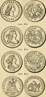 An illustration from coin chart manual : supplementary to Thompson's Bank note and commercial reporter, containing facsimiles of all the gold and silver coins found in circulation, throughout the world, with the intrinsic value of each, The (1879)
