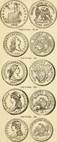 Picture 7 of 122 from coin chart manual : supplementary to Thompson's Bank note and commercial reporter, containing facsimiles of all the gold and silver coins found in circulation, throughout the world, with the intrinsic value of each, The (1879), leaf 12