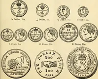 Picture 20 of 122 from coin chart manual : supplementary to Thompson's Bank note and commercial reporter, containing facsimiles of all the gold and silver coins found in circulation, throughout the world, with the intrinsic value of each, The (1879), leaf 18