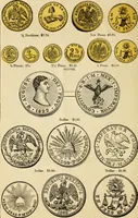 An illustration from coin chart manual : supplementary to Thompson's Bank note and commercial reporter, containing facsimiles of all the gold and silver coins found in circulation, throughout the world, with the intrinsic value of each, The (1879)