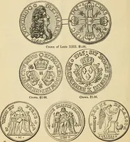 An illustration from coin chart manual : supplementary to Thompson's Bank note and commercial reporter, containing facsimiles of all the gold and silver coins found in circulation, throughout the world, with the intrinsic value of each, The (1879)