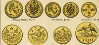 Picture 58 of 122 from coin chart manual : supplementary to Thompson's Bank note and commercial reporter, containing facsimiles of all the gold and silver coins found in circulation, throughout the world, with the intrinsic value of each, The (1879), leaf 35