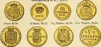 Picture 62 of 122 from coin chart manual : supplementary to Thompson's Bank note and commercial reporter, containing facsimiles of all the gold and silver coins found in circulation, throughout the world, with the intrinsic value of each, The (1879), leaf 36