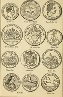 An illustration from coin chart manual : supplementary to Thompson's Bank note and commercial reporter, containing facsimiles of all the gold and silver coins found in circulation, throughout the world, with the intrinsic value of each, The (1879)