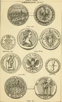 An illustration from coin chart manual : supplementary to Thompson's Bank note and commercial reporter, containing facsimiles of all the gold and silver coins found in circulation, throughout the world, with the intrinsic value of each, The (1879)