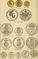 An illustration from coin chart manual : supplementary to Thompson's Bank note and commercial reporter, containing facsimiles of all the gold and silver coins found in circulation, throughout the world, with the intrinsic value of each, The (1879)