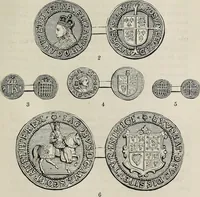 An illustration from Coins, medals, and seals, ancient and modern. Illustrated and described. With a sketch of the history of coins and coinage, instructions for young collectors, tables of comparative rarity, price lists of English and American coins, medals and tokens, &c., &c (1861)