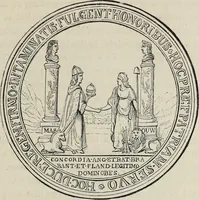 An illustration from Coins, medals, and seals, ancient and modern. Illustrated and described. With a sketch of the history of coins and coinage, instructions for young collectors, tables of comparative rarity, price lists of English and American coins, medals and tokens, &c., &c (1861)