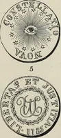 An illustration from Coins, medals, and seals, ancient and modern. Illustrated and described. With a sketch of the history of coins and coinage, instructions for young collectors, tables of comparative rarity, price lists of English and American coins, medals and tokens, &c., &c (1861)