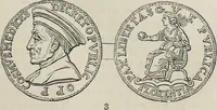 An illustration from Coins, medals, and seals, ancient and modern. Illustrated and described. With a sketch of the history of coins and coinage, instructions for young collectors, tables of comparative rarity, price lists of English and American coins, medals and tokens, &c., &c (1861)