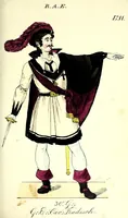 An illustration from Colección de los principales trages y adornos de los diferentes ritos mazonicos conocidos desde la época de su fundación, seguida de las reglas mas remarcables de los miembros de las diferentes sociedades secretas, y precedida de un compendio histórico de ellas (1822)