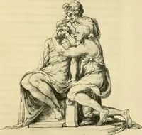 An illustration from Collection de chirurgiens grecs avec dessins attribués au Primatice. Reproduction réduite des 200 dessins du Manuscrit latin 6866 de la Bibliothèque nationale (1908)