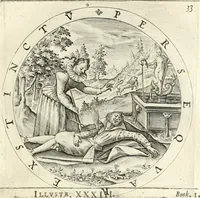 Picture 39 of 214 from A collection of emblemes, ancient and moderne : quickened vvith metricall illustrations, both morall and divine : and disposed into lotteries, that instruction and good counsell may bee furthered by an honest and pleasant recreation (1635), leaf 58