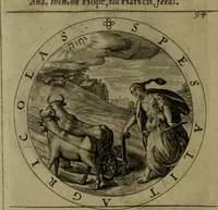 An illustration from A collection of emblemes, ancient and moderne : quickened vvith metricall illvstrations, both morall and divine, and disposed into lotteries, that instruction and good counsell may bee furthered by an honest and pleasant recreation (1635)