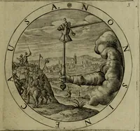 An illustration from A collection of emblemes, ancient and moderne : quickened vvith metricall illvstrations, both morall and divine, and disposed into lotteries, that instruction and good counsell may bee furthered by an honest and pleasant recreation (1635)