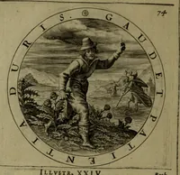 An illustration from A collection of emblemes, ancient and moderne : quickened vvith metricall illvstrations, both morall and divine, and disposed into lotteries, that instruction and good counsell may bee furthered by an honest and pleasant recreation (1635)