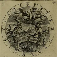 An illustration from A collection of emblemes, ancient and moderne : quickened vvith metricall illvstrations, both morall and divine, and disposed into lotteries, that instruction and good counsell may bee furthered by an honest and pleasant recreation (1635)