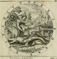 Picture 38 of 213 from A collection of emblemes, ancient and moderne : quickened vvith metricall illustrations, both morall and divine : and disposed into lotteries ... (1635), leaf 60