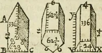 An illustration from Collection ov recveil de divers traictez mathematiqves. A sçauoir; d'arithmetiqve, d'algebre, de la solution de diuers problemes & questions, tant geometriques, qu'astronomiques. Comme aussi de plusieurs moyens pour mesurer toutes sortes de quantitez, soient lignes, superficies & corps. Item, de la sphere du monde, auec l'vsage & pratique tant de l'astrolabe, du quarré geometrique, & des globes, que du compas de proportion: et encore de la construction des fortifications practiquées aux Pays Bas (1621)