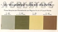 An illustration from Color card : February 1894, H.W. Johns M'f'g Co., manufacturers of the standard paints for structural purposes, roof paints, wood stains, varnishes, etc. (1894)