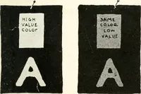 An illustration from Color in everyday life; a manual for lay students, artisaus and artists; the principles of color combination and color arrangement, and their applications in dress, home, business, the theatre and community play (1918)