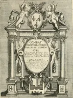 An illustration from Combat d'honneur concerte par les IIII. elemens sur l'heureuse entrée de Madame la duchesse de La Valette en la ville de Metz : ensemble la resiouyssance publicq. concertee par les habitans de la ville, et du pays sur le mesme sujet (1627)