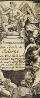 An illustration from Commentaire sur l'Ecole de Salerne : contenant les moyens de se passer de medecin & de vivre long-temps en santé, avec une infinité de remedes contre toutes sortes de maladies, & un traité des humeurs, & de la saignée, où sont adjoûtez la sanguification, circulation et transfusion du sang, la poudre & l'onguent de simpathie, le thé, le caphé, le chocolate, l'ouromantie, scatomantie et hydromantie ec. (1672)