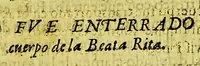 Picture 6 of 8 from Compendio historial de la uida de la gloriosa S[anta] Rita de Casia monja en el observantissimo monasterio de S[anta] Maria Magdalena de Casia del Orden de n[uestro] p[adre] S[an] Agustin. (1699), leaf 123