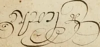 An illustration from The Compleat clerk, containing the best forms of all sorts of presidents, for conveyances and assurances; and other instruments now in use and practice. With the forms of bills, pleadings and answers in Chancery; as they were penned and perfected by eminent lawyers, and great conveyancers, both ancient and modern. Whereunto are added, divers presidents, which were wanting: and also some Saxon presidents; with the exposition of certain words, used in ancient charters: and the proper names of men and women: with additions of titles of honour, trades and occupations, cities, counties, bishopricks, names of offices, months and days; numbers of mony and weights, in Latin and English: with a computation of years .. (1677)
