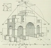 An illustration from Complete perspective course : comprising the elementary and advanced stages of perspective, the projection of shadows and reflections, with exercises in theory and practice, also the practical application of perspective (1900)