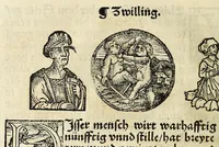 An illustration from Complexion : Natür vnd Eigenschafft eines yeden Menschen zü erfaren, auch seiner Gebürtstund vnnd Zeychen, ... auss zü rechnen (1534)