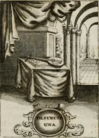 An illustration from Conceptvs chronographicvs de concepta sacra Deipara : Septingentis Sacrae Scripturae, ss. patrum, ac rationum, nec non historiarum, symbolorum, antiquitatum, et anagrammatum suffragiis roboratus : ac totidem praefixis chronographicis, annum currentem prodentibus copiose instructus : occasione saeculi, hoc eodem anno septima vice absoluti, et celebrati, a patribus Benedictinis liberi, ac imperialis monasterii ad SS. Udalricum, & Afram, Augustae Vindelicorum (1712)
