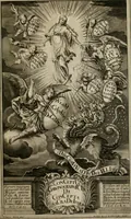 An illustration from Conceptvs chronographicvs de concepta sacra Deipara : Septingentis Sacrae Scripturae, ss. patrum, ac rationum, nec non historiarum, symbolorum, antiquitatum, et anagrammatum suffragiis roboratus : ac totidem praefixis chronographicis, annum currentem prodentibus copiose instructus : occasione saeculi, hoc eodem anno septima vice absoluti, et celebrati, a patribus Benedictinis liberi, ac imperialis monasterii ad SS. Udalricum, & Afram, Augustae Vindelicorum (1712)