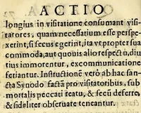 An illustration from Concilium Limense. Celebratum anno 1583. sub Gregorio XIII. Sum. Pont. auctoritate Sixti Quinti Pont. Max. approbatum. (1614)