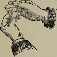 An illustration from Conjuring tricks with coins, watches, rings and handkerchiefs; from "Modern magic" (1900)