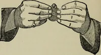 An illustration from Conjuring tricks with coins, watches, rings and handkerchiefs; from "Modern magic" (1900)